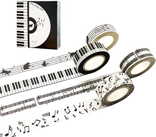 Set di 4 rotoli di nastro washi tape, decorativo, fai da te, decorazione giapponese, album di ritagli