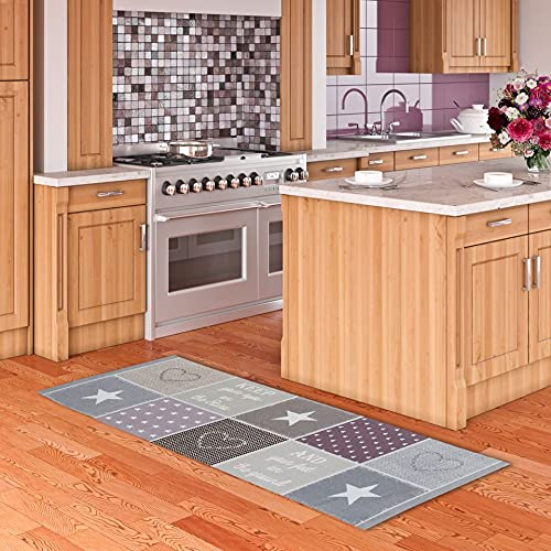 Pergamon Küchenläufer Küchenteppich Trendy Keep Your Eyes Rosa Beige Sterne in 2 Größen