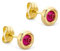 Orovi – Ohrringe rund aus 9 Karat Gelbgold (375) mit kreiertem Rubin (0.21 ct) – Ohrstecker Gold Damen mit Solitaire Edelstein in edler Zargenfassung – Allergenfrei & handgemacht (5 x 5 mm)