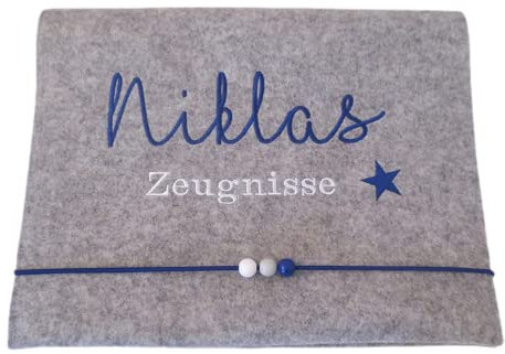 Zeugnismappe Wollfilz Mappe Zeugnisse DIN A4 Grundschule Schule Stern