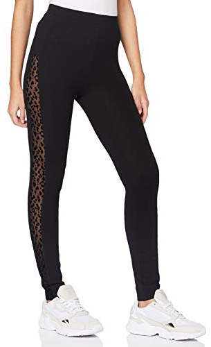 Urban Classics Damen Ladies Flock Lace Stripe Leggings, Black, M