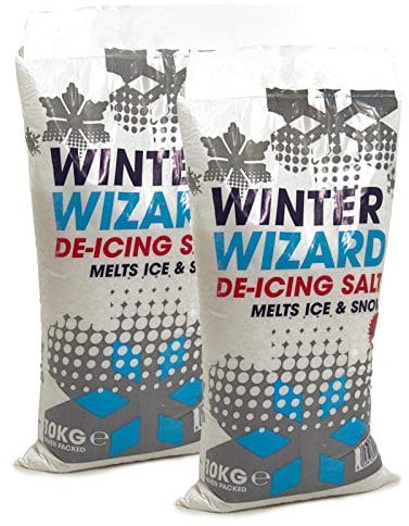 20Kg Winter Wizard De-Icing Salt White Grit Rock Salt Snow and Ice Remover Essential for Paths, Driveways & Roads (2 x 10Kg)
