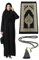 Muslim-Kleider für Frauen, One-Piece-Langarm Hijab Abaya in voller Länge islamisches Gebet Dress & Schwarz islamischer Gebetsteppich & Gebetskette, Schwarz, Standart Größen: 2-12 (XS-XXL)