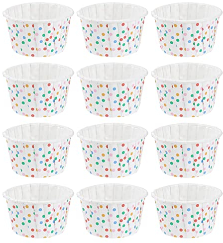DOITOOL 100pcs Paper Ice Cream Cups - Polka Dot Sundae Cake Dessert Treat Bowls for Birthday, Wedding, Xmas, Halloween (Colorful)