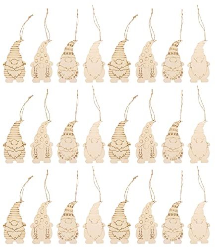 Lot de 40 disques en bois pour travaux manuels, peinture, lutin - Figurines en bois - Décoration d'arbre de Noël - Pendentif arbre de Noël - Décoration de Noël pour enfants