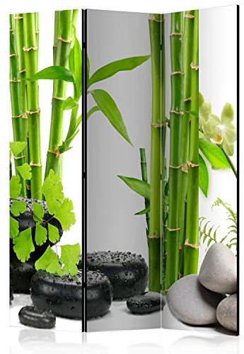 murando Akusticher Raumteiler Bambus grün Foto Paravent 135x172 cm beidseitig auf Vlies-Leinwand Bedruckt Akustikschaum Trennwand Spanische Wand Sichtschutz Home Office Zen Spa b-C-0230-z-b