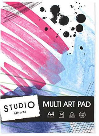 Artway Studio Multi Art - Zeichenblock für verschiedene Maltechniken - 240 g/m² - 24 Blatt (48 Seiten) - A4