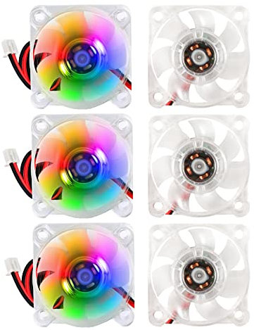Alinan 6pcs 4010 24V Color LED Mini Ventilador de refrigeración sin escobillas Transparente 40 x 40 x 10 mm 0.05A para impresora 3D, PC, estuche, CPU