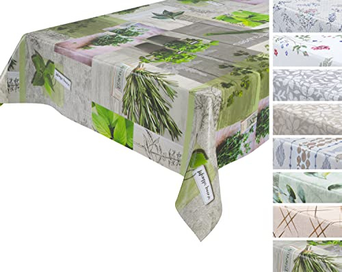 BEAUTEX Wachstuchtischdecke abwaschbar, Kraeuter, Eckig 140x180 | Wasserabweisend, pflegeleicht und strapazierfähig – als Maldecke für Kinder sowie für Garten, Balkon und Basteltisch