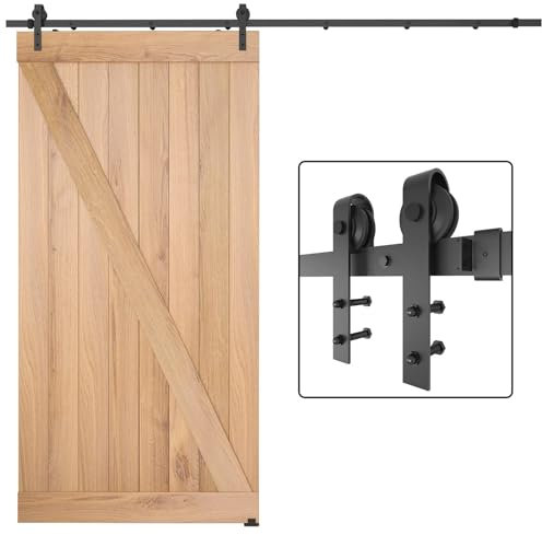 Dondelight Barn Door Hardware Kit 8FT, Sliding Door Track Hardware Set for Interior & Exterior Doors