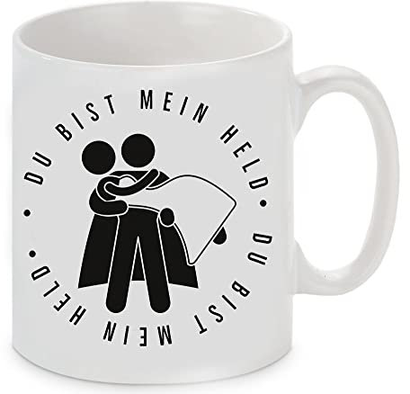 Tasse mit Motiv - Geschenk - Du bist mein Held Motiv - spülmaschinengeeignet (weiß)