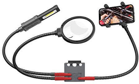 Real Avid Smart-Assist Zubehörsystem – Quick‑Connect Freisprech-Werkbank-Set mit wiederaufladbarem 180-Lumen-Arbeitsleuchte, 12,7 cm Lupe und Handyhalterung für DIY-Projekte