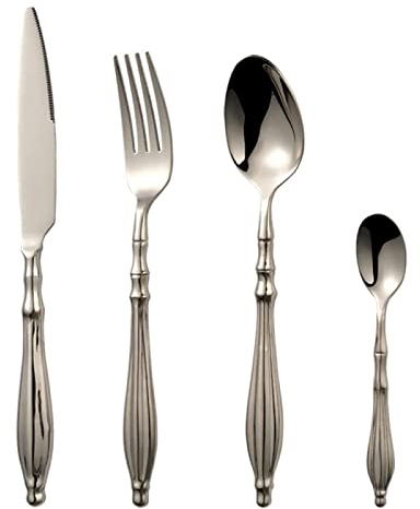 JUNNIU Set Posate Posate Tavola Vintage Acciaio Inox 18/10 Set Cucchiaio E Forchetta Posate Servizio Tavola Set Cucina Stoviglie Acciaio Inox (4pz) Decoration