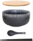 Ramen Schüssel Keramik Set mit Löffel Essstäbchen，1100 ML Großer Suppenschüssel,Salatschüsseln Für Suppe, Pho und Sushi Bowl (Stern schwarz Set)