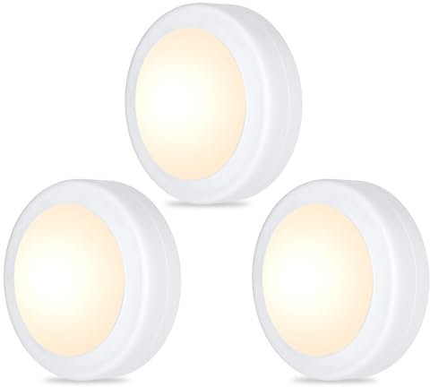 Yiliaw 3er-Pack LED Puck-Lichter mit Fernbedienung,16 Farbwechsel Unterbauleuchten,Batteriebetriebene Nachtlichter mit Dimmer & Timer für Schrank,Schlafzimmer und Küche,Weiß