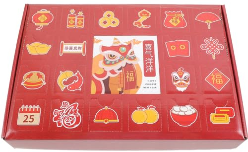 ifundom Weihnachts-Adventskalender-Box Weihnachts-Countdown-Kalender Geschenkbox Weihnachten 24 Raster Lotto-Hülle Selbstgemachte Leere Papier-Ticketboxen Für Weihnachten Winterurlaub