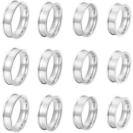 UNICRAFTALE 16 Stück Gerillte Fingerringe 4 Größen Rohlinge Kern Ringe Runder Rohling Inlay Ring Edelstahl Fingerringe Für Inlay Ring Handgefertigter Ring Schmuckherstellung Geschenk