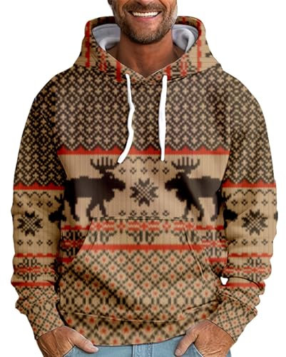 Ugly Sweater Christmas Weihnachtsfliege Y2K Pullover Hoodie Herren Schwarz Sport Shirt Kaputzenpuloverer Rollkragenpullover Sportshirt Langarm