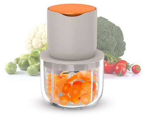 Pilipane Cordless Food Processor Electric, Mini Food Blender with 600ML Bowl for Meat Vegetables Onions Garlic Fruit and Nuts, Small Meat Chopper for Salads, Salsa, Guacamole, Pesto, Curry Pastes