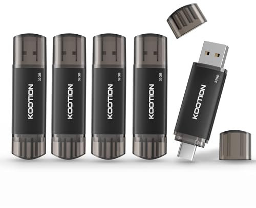 KOOTION 5 Pezzi Chiavetta USB C 32 GB, 2 in 1 OTG Chiavetta USB Tipo C 32 GB Nero USB 2.0 Pendrive Tipo C Memoria 32 Gigas Piccolo e Leggero Pennette 32G Per Android/Window/PC/MacBook, ect