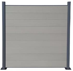 HORI® WPC Garten Zaun I Lamellenzaun, WPC Gartenzaun Sichtschutzzaun Komplettset I beidseitig glatt I 1x Schräg + 1x Pfosten I Einbetonieren I Beige