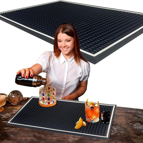 LIBRNTY Tapis de Bar,Tapis de Bar en Silicone,Tapis égouttoir,Sèche Vaisselle en Silicone antidérapant,Tapis Égouttoir Portable Anti-bactérien,pour Verre,comptoir,café,Whisky,Cocktail,(45 x 30cm)