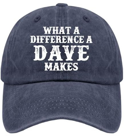 MYAVERT Dave Mütze, Motiv: What A Difference A Dave Makes Name für Herren, Camping, Vintage, Trucker, Damen, Schwarz, Geschenk, Marineblau, Einheitsgr��e