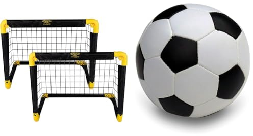 Umbro Fußballtor - Fussballtore für Garten Kinder - Tor 2-er Set & alldoro 60312 Softball Ø 18 cm, Fußball in schwarz/weiß, Softfußball aus Schaumstoff