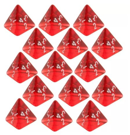 Banziaju D4 DICE, 15 PCS Mini Red Dice Set D4 4 -seitig Dice 2cm Rollenspiele Würfel transparentes Polyedralspiel Würfel für Family Friends Party Table Games Toys Toys