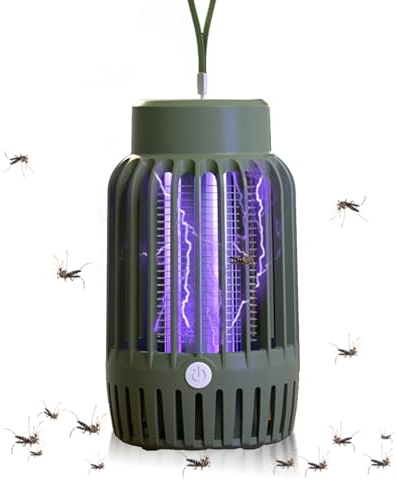 Mückenschutz, Mückenlampe mit 1200mah Akku, 2 IN 1 Insektenvernichter Elektrisch Wirksam zum Reduzieren Fliegender Insekten für Innen und außen Garten (Grüner)