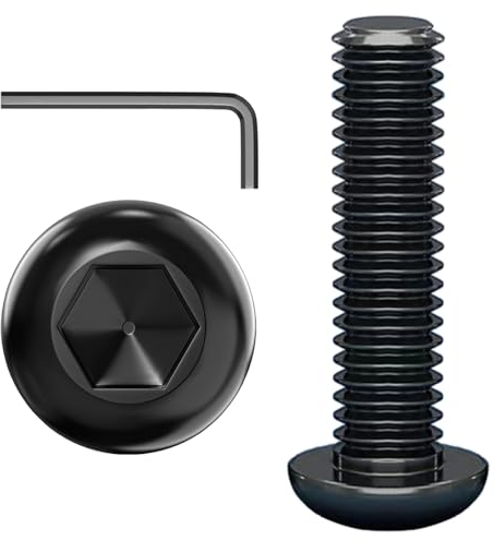 ORTAVA 20 Stück M6 x 16 Linsenkopfschrauben, Rundkopfschrauben ISO 7380, Flachkopfschrauben, Innensechskant Kohlenstoffstahl Vollgewinde mit Innensechskantschlüsseln