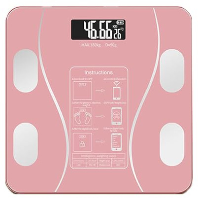 Ailan Intelligente Körperfettwaage, genaue Ergebnisse, Fernüberwachung, kompaktes ABS, digitales wissenschaftliches Körperadipometer, Körperfett messen, Rosa