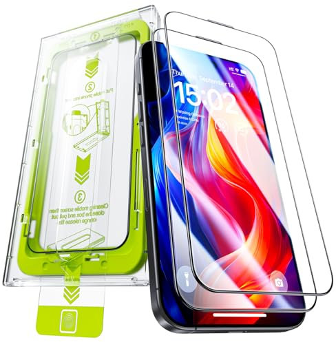WSKEN for iPhone 17/iPhone 16 Pro Screen Protector - [Auto Dust-Remove][Zero Bubble] Tempered Glass Film Full Coverage HD Military Grade 10X Shatterproof,Anti Fingerprint,Anti Scratch,Case-Friendly