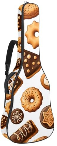 Chocolate Chip Cookie Bread 41 106,7 cm Akustikgitarrentasche mit verstellbarem Schultergurt, Gitarrentasche mit Rückenaufhänger, geeignet für E-Gitarren, Bassgitarren, klassische Gitarren, Ukulele,
