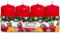 4er Set Stumpenkerze, Adventskerzen, Adventskranzkerzen in adventsrot,Duftrichtung Zimt - Lebkuchen und Weihnachtsplätzchen, Lieferumfang 4 Stück, Brenndauer ca. 10h, Größe H/Ø ca. 7 x 4 cm,