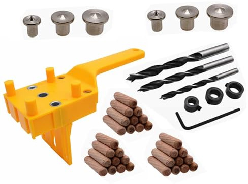 NIYATA 44 pcs Dowel Jigt, Dowelling Jig, Self Centering Dowelling Jig, Woodworking Drill Guide Set for 6/8/10mm,Durable Doweling Hole Saw Tools for Precision Drilling and Easy Use