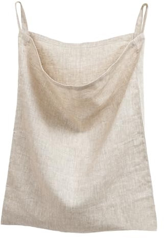 Amazhiyu Sacco per la biancheria, in 100% lino, salvaspazio, per porta, da appendere, per bagno, camera da letto, cameretta dei bambini, 60 x 50 cm, lino