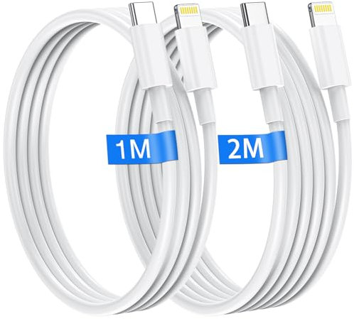 Cable USB C a Lightning de 1 m + 2 m, cable de carga USB-C para iPhone con certificación MFi de Apple, cable de carga rápida compatible con iPhone 14/13/12/11 PRO