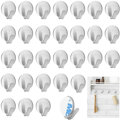30 Piezas Gancho Adhesivo Redondo No Requiere Perforación Plata Redonda Ganchos Adhesivos Para Pared Gancho Para Colgar Autoadhesivo Para Hogar Ganchos Adhesivos Para Pared Pequeño Para Baño, Cocina