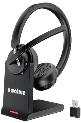 Wireless Headset with Mic for Work, Bluetooth 5.3 Headset with AI Noise Cancelling Microphone & Call Reminder, Wireless Headphone with Voice Assistant for PC/Computer/Remote Work/Call Center/Zoom