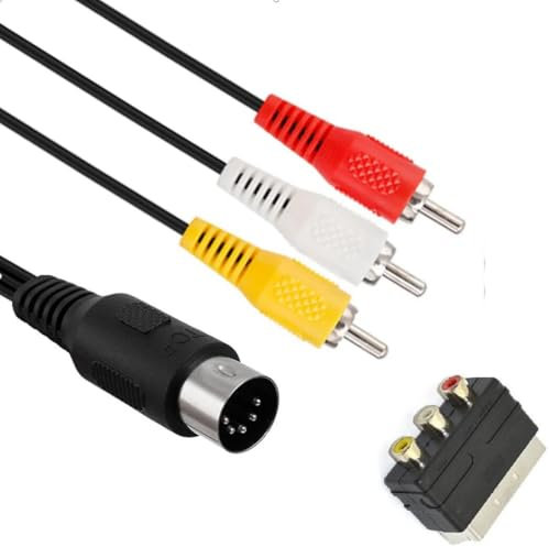 WICAREYO 1.8M/6FT Audio Video AV Composite TV Kabel Mit 3RCA auf Scart Adapter Kompatibel für Genesis 1/Mega Drive 1/Master System 1
