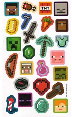 Minecraft (Sortiment), wiederverwendbare Papieraufkleber, 25 Stück