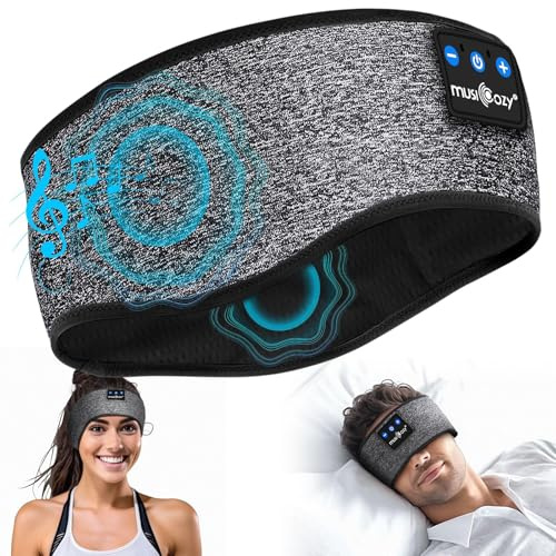 MUSICOZY Sleep Headphones Headband Bluetooth Soft Headphones for Sleeping & Sport with Thin Speakers,Wireless Music Earphones Tech Gifts for Men Women Teens Yoga Workout Fitness Relax Travel