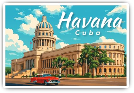 Aufkleber: 300 mm, 1 Stück - Havana Cuba Riesen Reise Sticker Capitol Oldtimer Deko