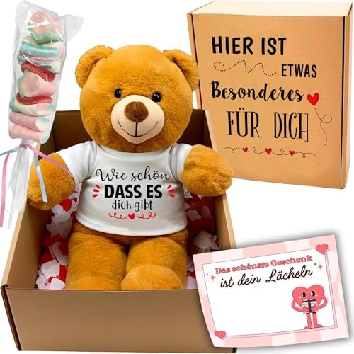 Peluchilandia Geschenk für Beste Freundin – Teddybär in Geschenkbox mit persönlicher Botschaft, Freundinnen und besondere Frauen wie Mütter und Omas