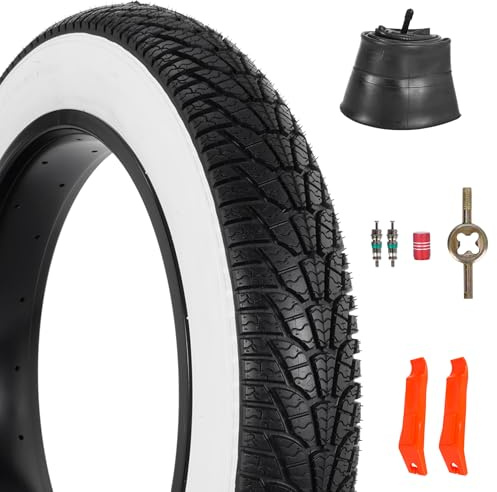 RUHUO 2er-Set 20x4,0 Fatbike-Reifen, 20-Zoll-Mountainbike-Reifen und Schlauch-Set, Faltbare Ersatz-Fahrradreifen mit Reifenhebeln für Geländefahrräder und E-Bikes