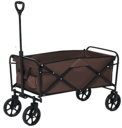 EBZFASO Transport-Klappwagen, Strandtrolley, Outdoor-Offroad-Campinganhänger, tragbarer Camper, zusammenklappbarer Trolley,(Brown)