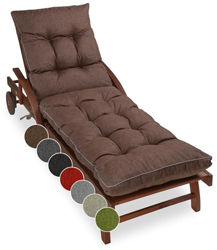 sunnypillow Liegenauflage 200x60, Auflage für Gartenliege 13cm dick Braun | Outdoor, wasserdicht, UV Lichtecht, Polster für Sonnenliege, Polsterauflagen für Liegestuhl, Kissen
