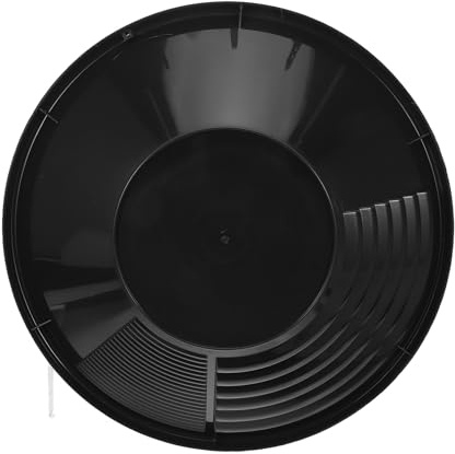 VALICLUD Batée à Laver l'or en Plastique Noir avec Rainures Profondes, Bac de Tri et Tamisage Portable, Outil de Prospection pour Débutants, pour Orpaillage en Rivière et Jardin, Matériel
