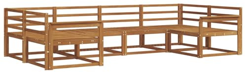 vidaXL Outdoor-Sofagarnitur 6 pcs Natur Massivholz Akazie, Akazienholz Outdoor-Sofa-Set, modernes Gartenmöbel, Pool-Sitzgelegenheiten, Hinterhof-Lounge, Patio
